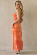 Vestido Maxi Bodycon Con Tirantes Cruzados En Malla
