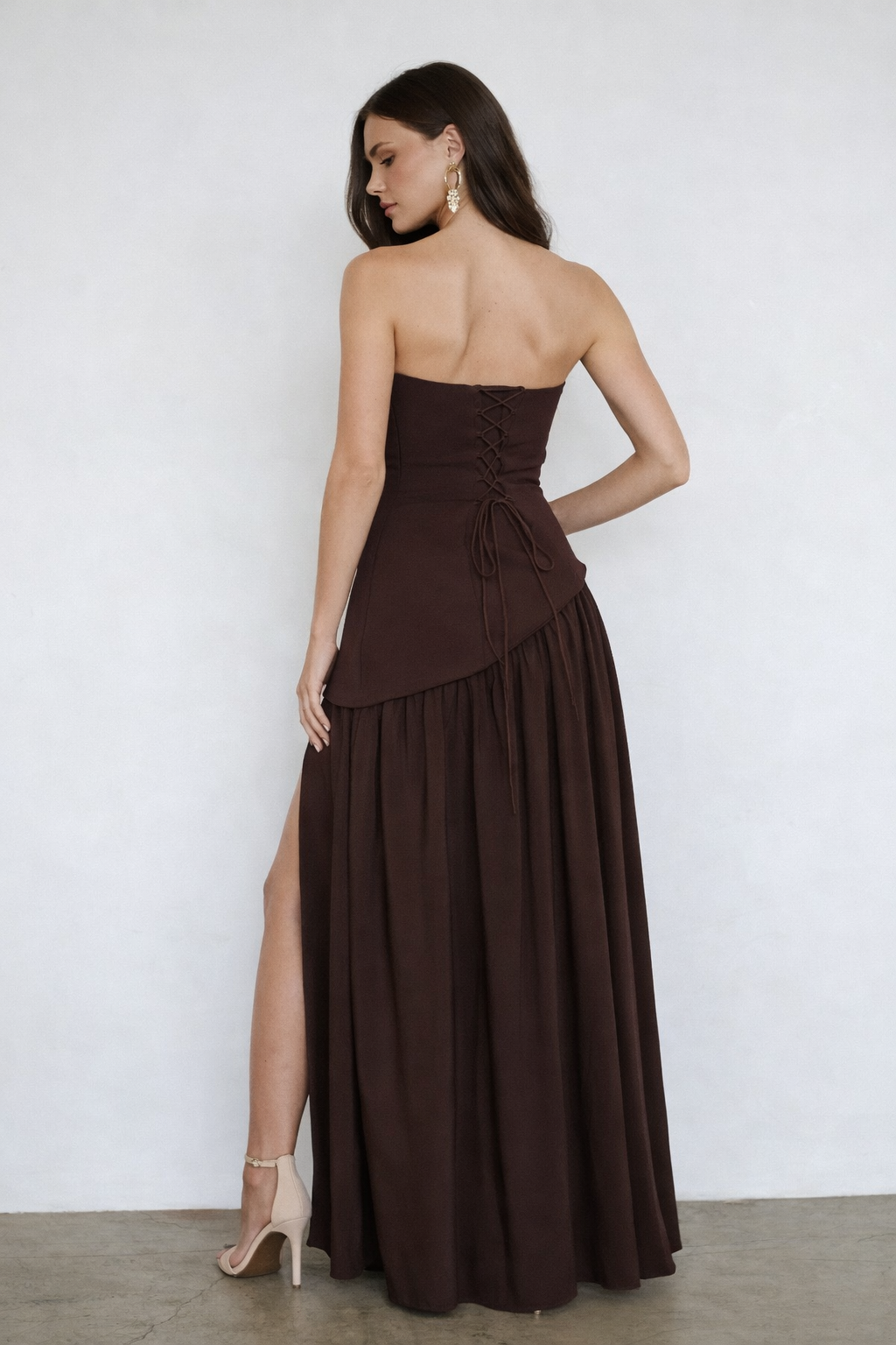 Vestido Maxi Asimétrico Strapless