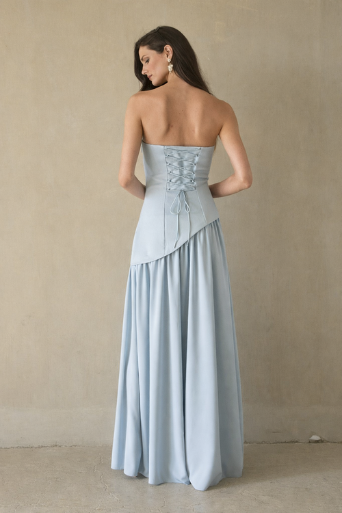 Vestido Maxi Asimétrico Strapless
